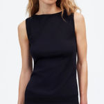 Madewell NEW  Sleeveless Boatneck Side Slit Tee Top Black Minimalist Cotton XS Photo 0