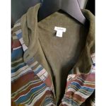 L.L.Bean Fleece Lined Hooded Button Up Striped Jacket Size Large Photo 3