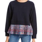 LINI by Bloomingdale’s Exclusive Claire Sweatshirt Mixed Media NWT Size Small Blue Photo 0