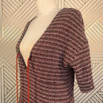 ZARA  Tweed Pink Orange Stripe Tie‎ Neck Short Sleeve Mini Dress Size Small Photo 6