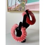 Forever 21 Pink Ombre Fringe Hoop Boho Round Statement Earrings Costume Jewelry Photo 2