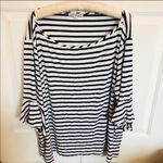 Green envelope plus size striped short sleeve top Black Photo 0
