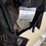 Long Sleeve Sequin Glitter Mock Turtle Neck Sheer Mesh Black And Gold Bodysuit Size L Photo 3