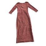 Pact Organic Cotton Midi Maternity Dress Floral Pink Size S baby shower Photo 9