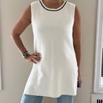 Athleta  On the Town Cream with Black Trim Ribbed Knit Sweater Tunic Top Size M Photo 11