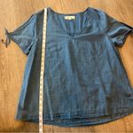 Madewell  Indigo 100% Cotton Tie-Sleeve Short Sleeve Top Women’s Size Medium Photo 9