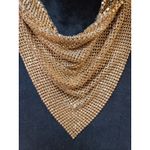 Women's Gold Mesh Bib Statement Necklace With Adjustable Lobster Clasp Chain Photo 2