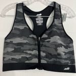 Avia  Women's Front Zip Camo Sports Bra - Black and Gray Photo 0