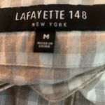 Lafayette 148  linen Button Down Shirt Gingham Plaid Size M Photo 8
