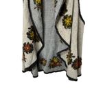 Vintage Concept Cardigan L Cream/Gray Wool Waterfall‎ Sweater Raised Floral Knit Gray Size L Photo 2