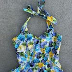 Ensnovo 50s Pinup Style Pansy Floral Garden Party Halter Tie Dress MEDIUM Photo 5