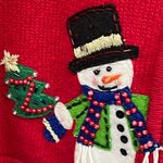 Red medium Holiday Christmas Collection 2004 Snowman embroidery Zip up Sweater Photo 7