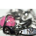 NY Gothic Dragon/Wyvern Cage Pink Gemstone Black Metal 16" Chain Bib Necklace Photo 3