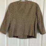 Talbots  Button Front Jacket 12P Brown White Geometric Print 100% Cotton Office Photo 8