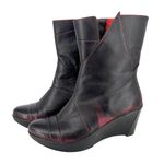 Naot Ella Volcanic Red Leather Wedge Boots Size 39 Photo 3