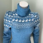 Free People Love Notes Bunny Fair Isle Turtleneck Fitted Cotton Blend Sweater XS Photo 7