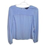 Brooks Brothers Petite Blue Long Sleeve Blouse Office 2P Pleat A-Line Modest Photo 0