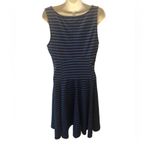 Peter Som  Blue Striped Swing Knit Dress - Size 12 Sleeveless Summer Casual Photo 5