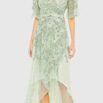 Mac Duggal Sage Green Sequined Butterfly Sleeve High Low Gown Size 12 93681 Photo 1