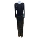 Mac Duggal NWT Size 4 Black Gold Beaded Fringe Gown Photo 11