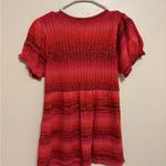 ✨ LoveRocks Boho Crochet Knit Tunic Top Red Ombre Puff Sleeve Size Large Photo 7