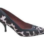 Donald Pliner Black White Leather Giraffe Hair Calf Pump Shoe New $350 NIB Size 5.5 Photo 2