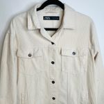 ZARA Corduroy Duster Shacket Jacket Sz Medium Cream Photo 6