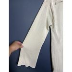 VTG Itzy Open Cardigan Shimmery Silver Ribbed Y2K Coquette Layering Top Womens Photo 2