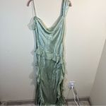 For Love & Lemons  Sawyer Satin Maxi Dress Desert Sage Green Small NWT Photo 10