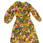 Tori Richard Honolulu Maxi Dress Floral Print Green Trim Long Sleeve Small Photo 4
