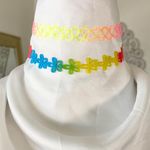 Iconic Early 2000's Rainbow Tattoo Flower Shoer Multi Choker Collar Necklace Yellow Photo 1