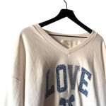 Aeropostale NWT Cloud Soft LOVE Sweatshirt White Blue Gingham Bow M Photo 2