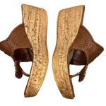 MILA PAOLI LEATHER WEDGE PLATFORM WHIPSTITCH NAVAJO TAN SANDAL SHOES 7.5 Photo 2