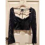 Princess Polly Black Lace Corset Crop Top Long Sleeve Square Neck size 2 NWT Photo 5