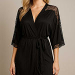 Eberjay Eberjey Robe Women Small Lace Trim Soft Black Belted 3/4 Sleeve Honeymoon Photo 0