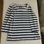 Banana Republic Sequin Collar Striped Tee Navy White - Size Medium Photo 2