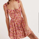 For Love & Lemons Felicia Babydoll Mini Dress Pink Floral S Fairy Y2K Cottage Photo 0