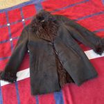 Y2k 90s petite afghan petite black Faux fur trim sleek coat stylish Style & co Size L Photo 0