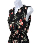 Rebecca Taylor Black Tulip Floral Print Silk Dress Sleeveless Size 4 Photo 3