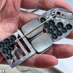 Vintage Art Deco rhinestone ornate bar brooch. Red Photo 4