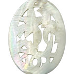 Carved Mother of Pearl Palm Tree Pendant | Vintage Beach Shell Charm Photo 0