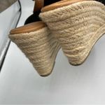 Dolcetta  Black Faux Suede Peep Toe Wedge Espadrille Sandals 8.5 Peep Toe Beachy Photo 5