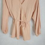 Ava & Viv  Womens Blouse Size X Peach Venus Neck String Knot Long Sleeve Photo 71