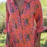 Natural Life  Shirt Dress Womens Size L Floral Georgia Gauzy Cotton Button up Photo 0