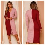 Peach Love California  Colorblock Long Sleeve Midi Dress Photo 1