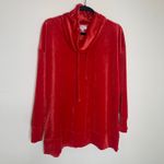 kim rogers  Red Ribbed Velour Sweatshirt High Neck Sz XL Petite Photo 4
