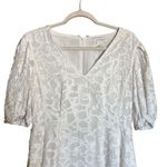 Club Monaco Textured Puff Sleeve V Neck Dress Womens 8 Ivory Fit & Flare Photo 1