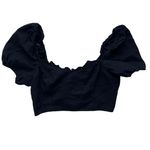 House of Harlow Black Puff Sleeve Top Size Medium Photo 3