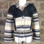 Vintage Princeton Coat Wool Suede Hooded Coat Woman's 7/8 Striped Button Lined Blue Size undefined Photo 0