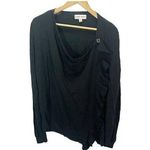 Knox Rose Cardigan Sweater Womens M Ruffle Wrap Front Black Long Sleeve Boho Photo 0